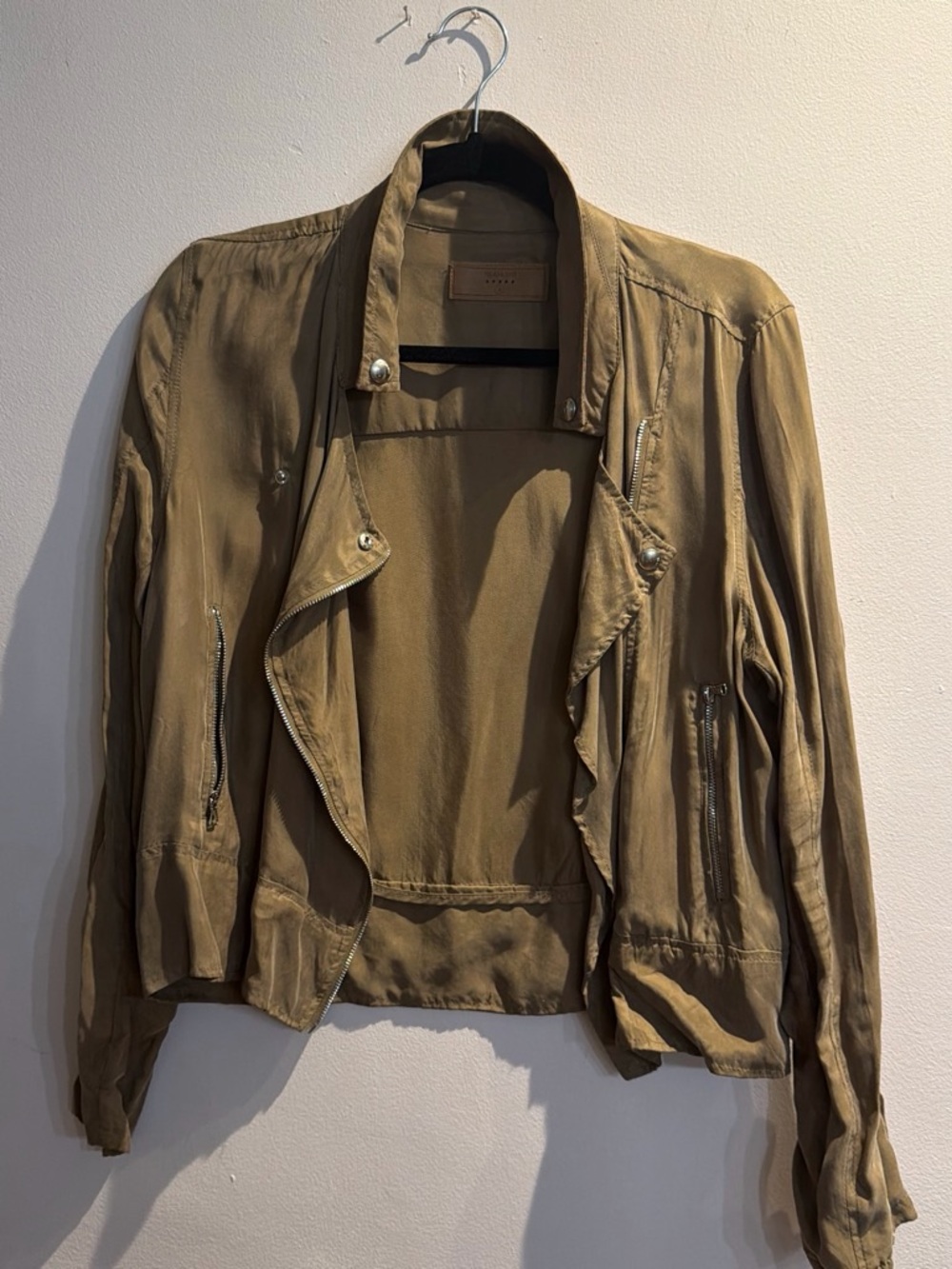 Anthropologie Lightweight Tan-Brown Leather Zip Jacket